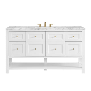 60 Inch Breckenridge Freestanding Vanity in Bright White / Carrara White Top