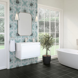 31.5 Inch Mantova Floating Vanity in Glossy White / Glossy White Top