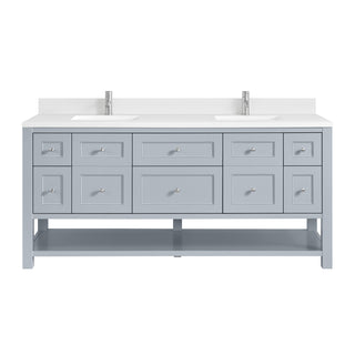 72 Inch Breckenridge Freestanding Vanity in Serenity Blue / White Zeus Top