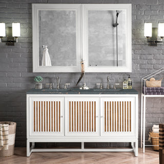 60 Inch Athens Dual Mount Vanity in Glossy White / Parisien Bleu Top