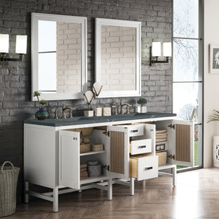 72 Inch Addison Freestanding Vanity in Glossy White / Parisien Bleu Top