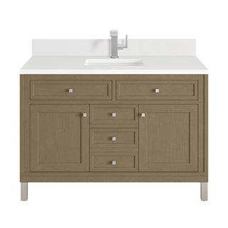 48 Inch Chicago Freestanding Vanity in Walnut Whisper / White Zeus Top