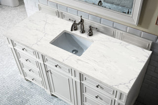 60 Inch Bristol Freestanding Vanity in Bright White / Eternal Jasmine Pearl Top