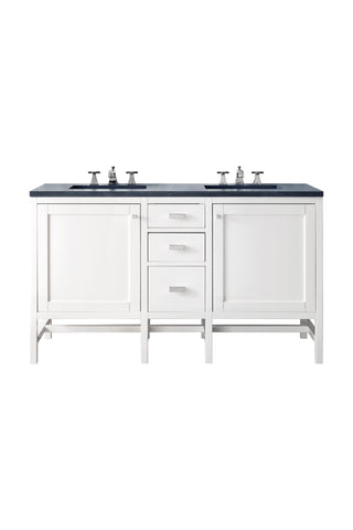 60 Inch Addison Freestanding Vanity in Glossy White / Charcoal Soapstone Top