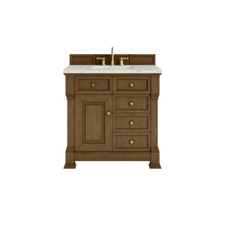 36 Inch Brookfield Freestanding Vanity in Honey Oak / Victorian Silver Top