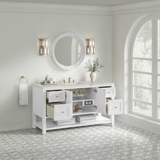 60 Inch Breckenridge Freestanding Vanity in Bright White / Victorian Silver Top