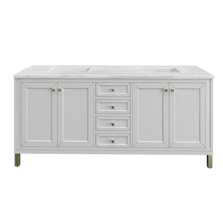 72 Inch Chicago Freestanding Vanity in Glossy White / Arctic Fall Top