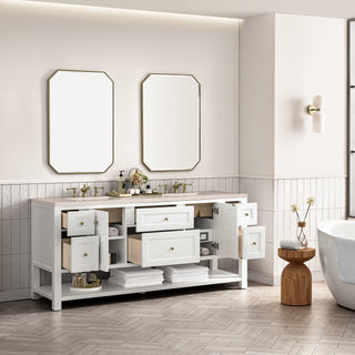 72 Inch Breckenridge Freestanding Vanity in Bright White / Eternal Marfil Top