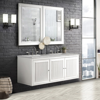 60 Inch Athens Dual Mount Vanity in Glossy White / Victorian Silver Top
