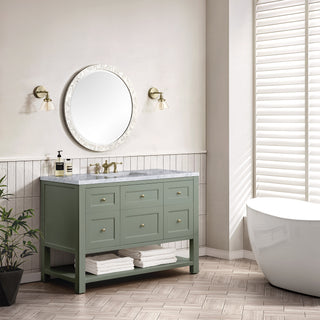 48 Inch Breckenridge Freestanding Vanity in Smokey Celadon / Carrara White Top