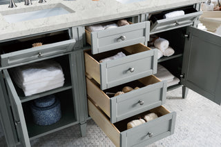 60 Inch Brittany Freestanding Vanity in Urban Gray / Eternal Jasmine Pearl Top