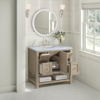 36 Inch Breckenridge Freestanding Vanity in Whitewashed Oak / Carrara White Top