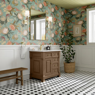 36 Inch Brookfield Freestanding Vanity in Pecan / White Zeus Top