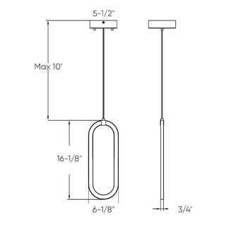 Single Vertical Oblong Pendant 16''