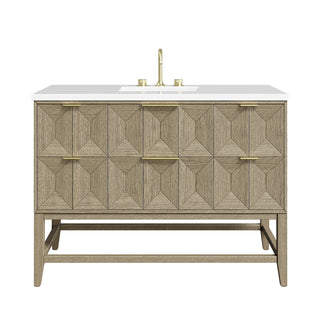 48 Inch Emmeline Freestanding Vanity in Pebble Oak / White Zeus Top