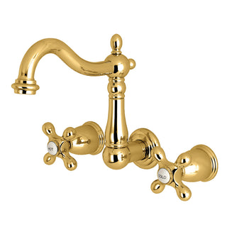 Heritage Wall-Mount Bathroom Faucet in Polished Brass