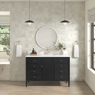 48 Inch Myrrin Freestanding Vanity in Carbon Oak / White Zeus Top