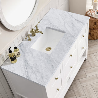 48 Inch Breckenridge Freestanding Vanity in Bright White / Carrara White Top