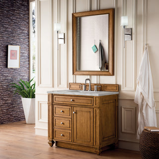 36 Inch Bristol Freestanding Vanity in Saddle Brown / Victorian Silver Top