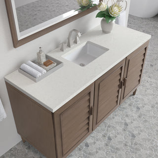 60 Inch Portland Freestanding Vanity in Whitewashed Walnut / Lime Delight Top