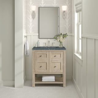 30 Inch Breckenridge Freestanding Vanity in Whitewashed Oak / Parisien Bleu Top