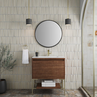 31.5 Inch Mantova Freestanding Vanity in Mid-Century Walnut / Glossy White Top