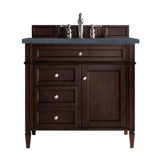 36 Inch Brittany Freestanding Vanity in Burnished Mahogany / Charcoal Soapstone Top