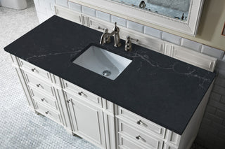 60 Inch Bristol Freestanding Vanity in Bright White / Charcoal Soapstone Top