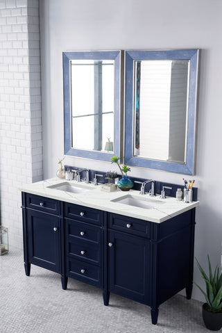 60 Inch Brittany Freestanding Vanity in Victory Blue / Ethereal Noctis Top