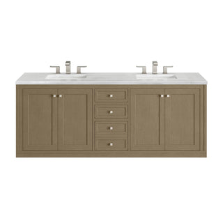 72 Inch Chicago Freestanding Vanity in Walnut Whisper / Arctic Fall Top