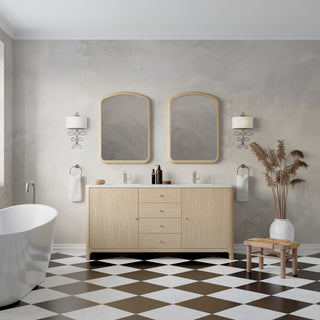 72 Inch Gracyn Freestanding Vanity in Coastal Driftwood / White Zeus Top