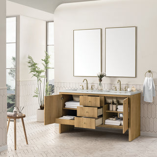 60 Inch Hudson Freestanding Vanity in Light Natural Oak / Lime Delight Top