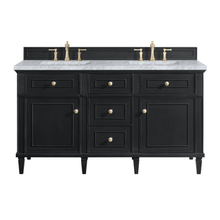 60 Inch Lorelai Freestanding Vanity in Black Onyx / Carrara White Top