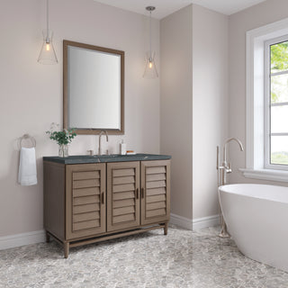 48 Inch Portland Freestanding Vanity in Whitewashed Walnut / Parisien Bleu Top