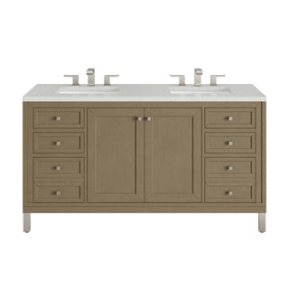 60 Inch Chicago Freestanding Vanity in Walnut Whisper / Lime Delight Top