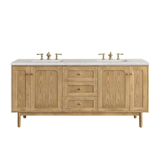 72 Inch Laurent Dual Mount Vanity in Light Natural Oak / Eternal Jasmine Pearl Top