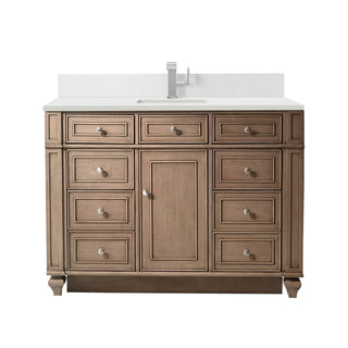 48 Inch Bristol Freestanding Vanity in Whitewashed Walnut / White Zeus Top