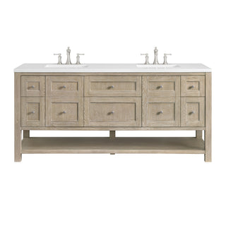 72 Inch Breckenridge Freestanding Vanity in Whitewashed Oak / White Zeus Top