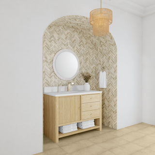 48 Inch Marigot Freestanding Vanity in Sunwashed Oak / White Zeus Top