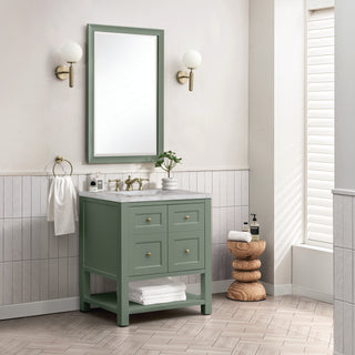 30 Inch Breckenridge Freestanding Vanity in Smokey Celadon / Victorian Silver Top