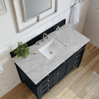 48 Inch Brittany Freestanding Vanity in Black Onyx / Victorian Silver Top