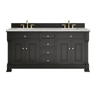 72 Inch Brookfield Freestanding Vanity in Black Onyx / Eternal Jasmine Pearl Top