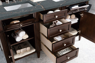 60 Inch Brittany Freestanding Vanity in Burnished Mahogany / Parisien Bleu Top