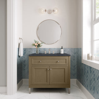 36 Inch Chicago Freestanding Vanity in Walnut Whisper / Charcoal Soapstone Top