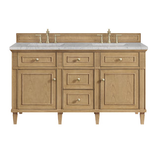 60 Inch Lorelai Freestanding Vanity in Light Natural Oak / Eternal Jasmine Pearl Top