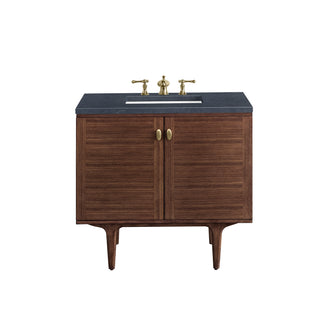 36 Inch Amberly Dual Mount Vanity in Mid-Century Walnut / Charcoal Soapstone Top