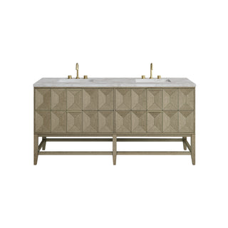 72 Inch Emmeline Freestanding Vanity in Pebble Oak / Victorian Silver Top