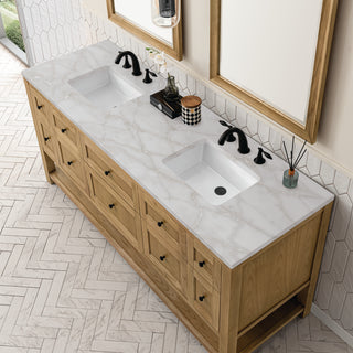 72 Inch Breckenridge Freestanding Vanity in Light Natural Oak / Victorian Silver Top