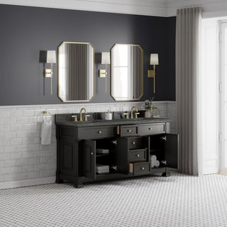 72 Inch Brookfield Freestanding Vanity in Black Onyx / Parisien Bleu Top