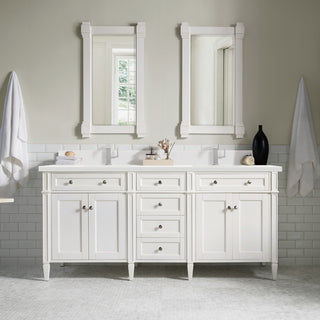 72 Inch Brittany Freestanding Vanity in Bright White / White Zeus Top